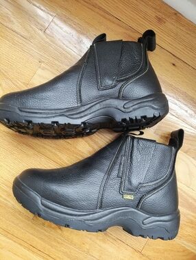 Florsheim Black Leather Slip-On Work Boots
